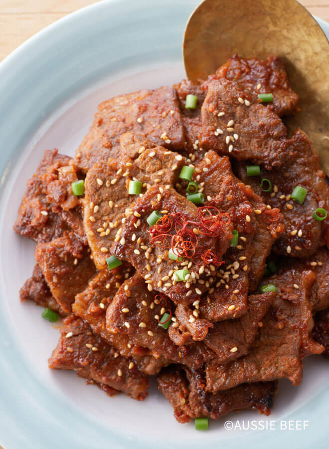 牛肉の韓国風スパイシー焼肉